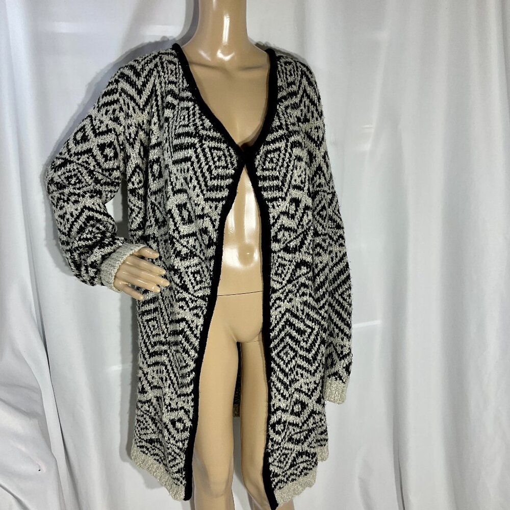 Joe Fresh Size L Open Front Cardigan Sweater Womens Knee Length Duster